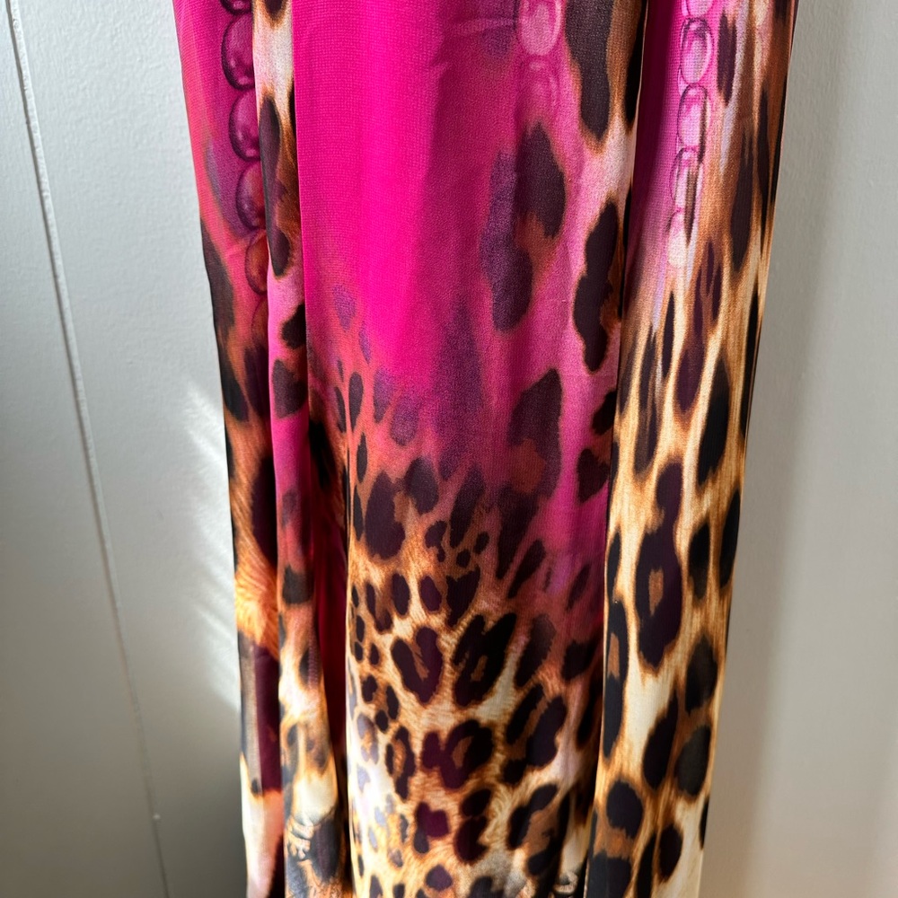 CeCe forever Pink Bodycon Cheetah Maxi Dress Plunge Neckline Open Back Dress - Picture 7 of 16